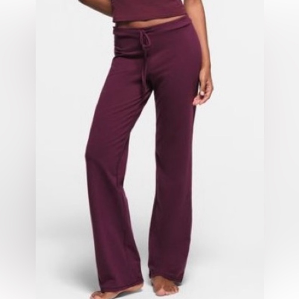 New drop SKIMS Cotton jersey straight leg pant deep berry